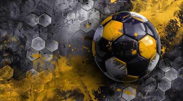 Carta da parati Pallone da calcio su uno sfondo di favi con macchie, Carta da parati per gli adolescenti, Carta da parati Calcio, w08616 : Uwalls.it