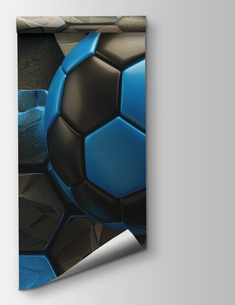 Carta da parati Pallone da calcio blu e nero, Carta da parati Calcio, Carta da parati popolare, w08617 - Tapeko.it