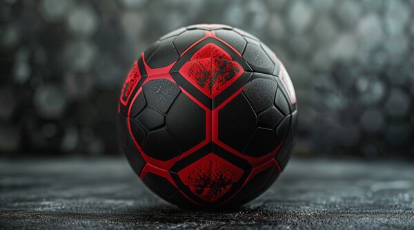Carta da parati Pallone da calcio dinamico nero e rosso, Carta da parati Calcio, Carta da parati popolare, w08619 - Tapeko.it