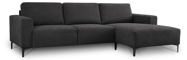 Divano angolare color antracite (con penisola a destra/con chaise lounge) con rivestimento in ciniglia Fabian – Scandic