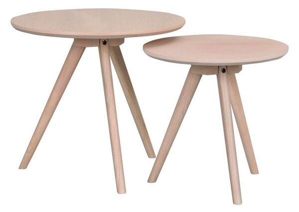 Tavolini rotondi in rovere in set di 2 pezzi ø 50 cm Yumi - Rowico