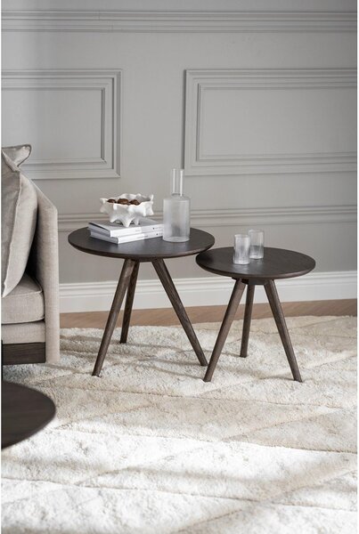 Tavolini rotondi in rovere in set di 2 pezzi ø 50 cm Yumi - Rowico