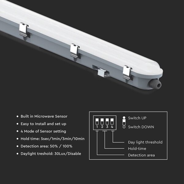 Apparecchio lineare tecnico a LED con sensore di movimento LED/36W/230V 4000K IP65 120 cm