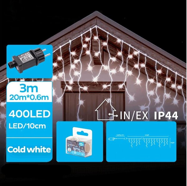 Brilagi - Catena luminosa LED da esterno 400xLED/8 funzioni 23x0,6m IP44 bianco freddo