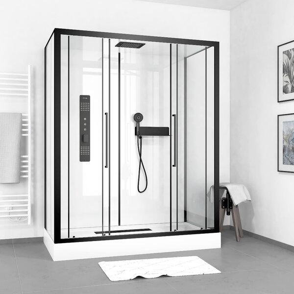 Cabina doccia completa MARWELL Bianco Urban XXL 85 x 160 x 215 cm - set completo incl. piatto doccia e rubinetto - sistema di profili in alluminio di alta qualità
