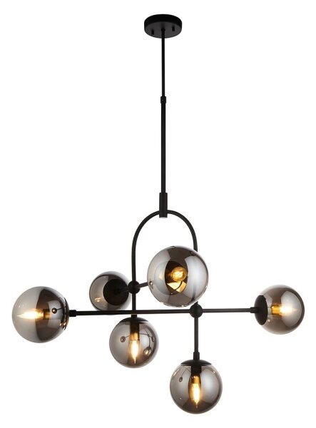 Endon 106661 - Lampadario a stelo ONTARIO 6xE14/7W/230V nero/nero fumé