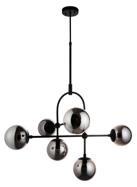 Endon 106661 - Lampadario a stelo ONTARIO 6xE14/7W/230V nero/nero fumé