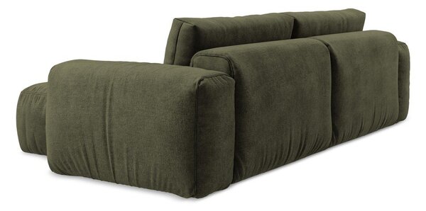 Divano angolare verde allungabile (con penisola a destra/con chaise lounge) con rivestimento in ciniglia Kuki – Makamii