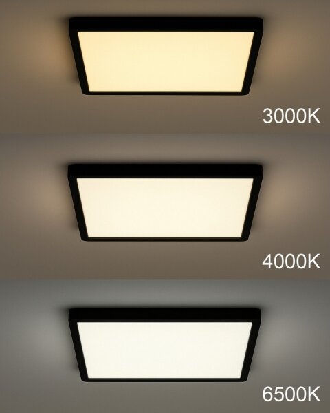 Plafoniera LED/40W/230V 3000/4000/6500K 50x50 cm nera