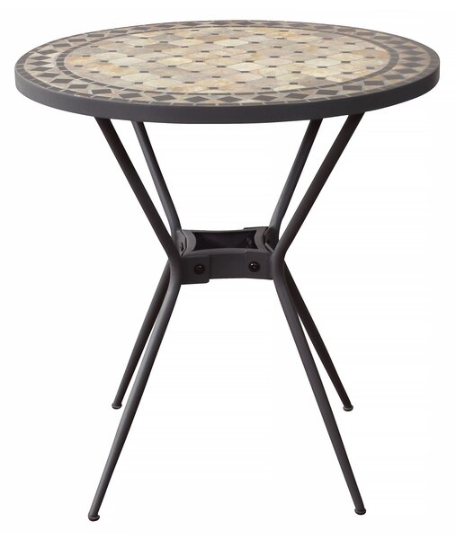 BRAIS - tavolo con piano rotondo e mosaico beige e antracite