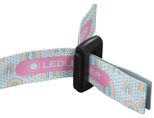 Ledlenser KIDLED4R RAINBOW-LED Lampada frontale LED ricaricabile per bambini, dimmerabile, IPX4, 40 lm, 18 ore, viola