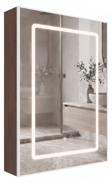 Armadietto con specchio LED Rea Zenit Brown 70x50cm