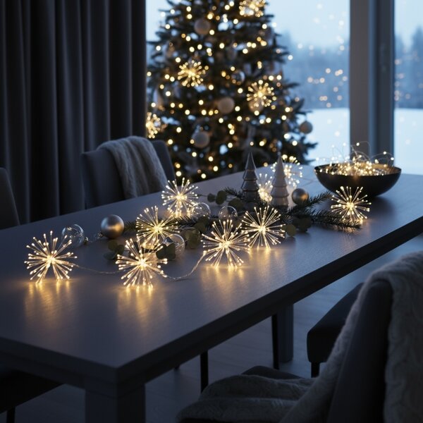 Brilagi - Catena luminosa natalizia a LED per esterni 150 LED 5 m IP44 bianco caldo effetto fuochi d'artificio