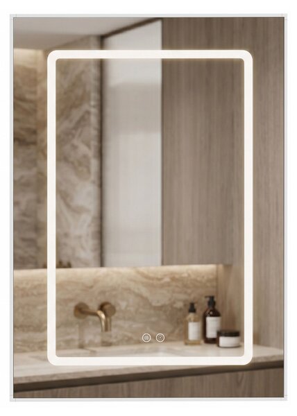 Armadietto con specchio LED Rea Zenit Brown 70x50cm