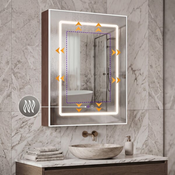 Armadietto con specchio LED Rea Zenit Brown 70x50cm