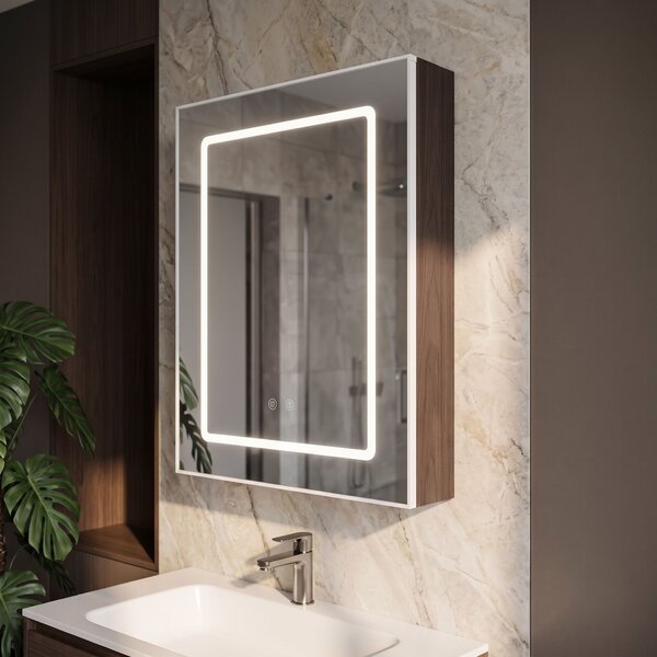 Armadietto con specchio LED Rea Zenit Brown 70x50cm