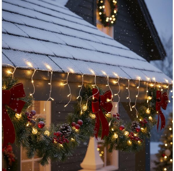 Brilagi - Catena luminosa LED da esterno 200xLED/8 funzioni 13m IP44 bianco caldo
