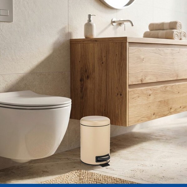 Cestino per la spazzatura beige in acciaio con pedale 3 l Leman – Wenko