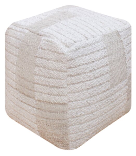 KURT - pouf in lana avorio con decoro 40 x 40