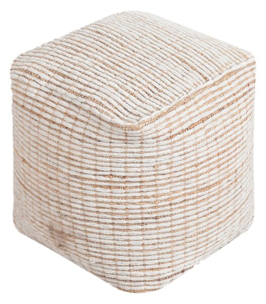 MARLENE - pouf in lana avorio con decoro 40 x 40