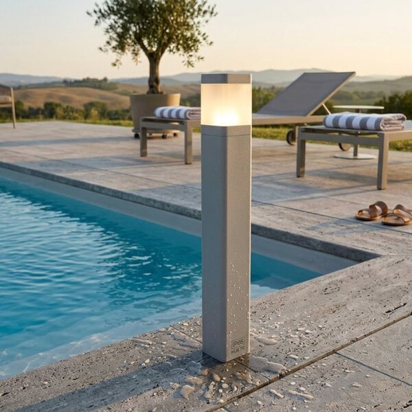 Lampioncino moderno promoingross frost 55 e27 led ip65 alluminio metacrilato - Promoingross