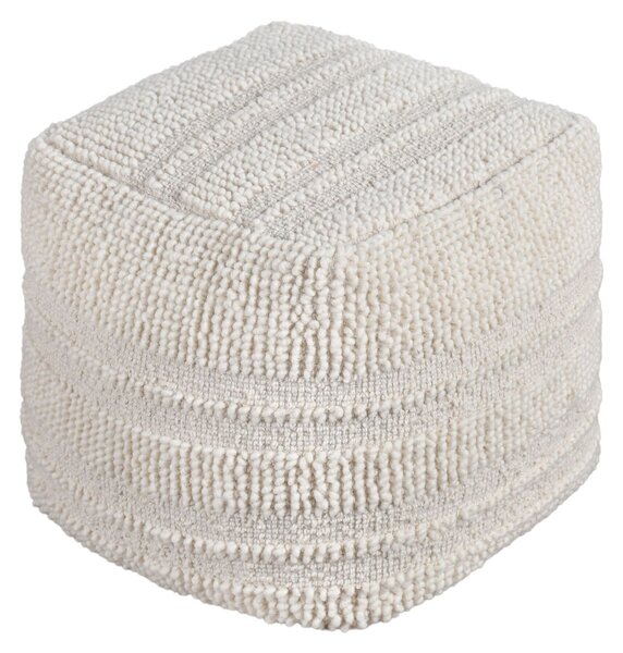 TESSA - pouf in lana avorio con decoro 40 x 40