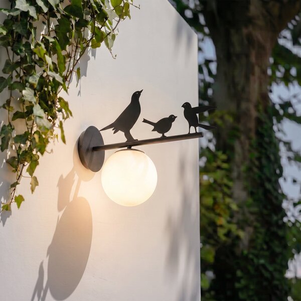 Lampade da esterno Lindby, Lintu Bird, dimmerabile, Nero, Balcone, Metallo, Campagna / rustico