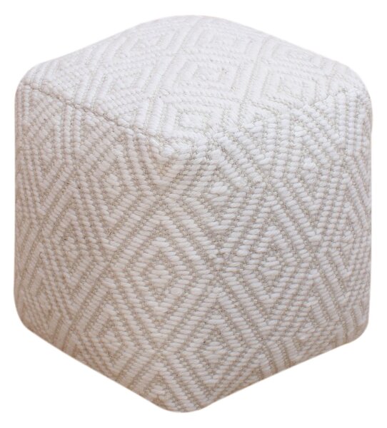 WOLF - pouf in lana avorio con decoro 40 x 40