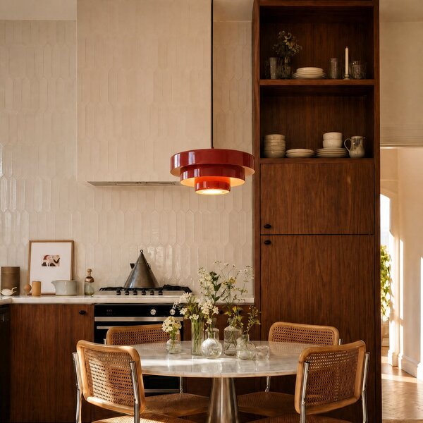 Lampada a sospensione Lindby, Tivra, dimmerabile, Rosso, Soggiorno, Metallo, Vintage