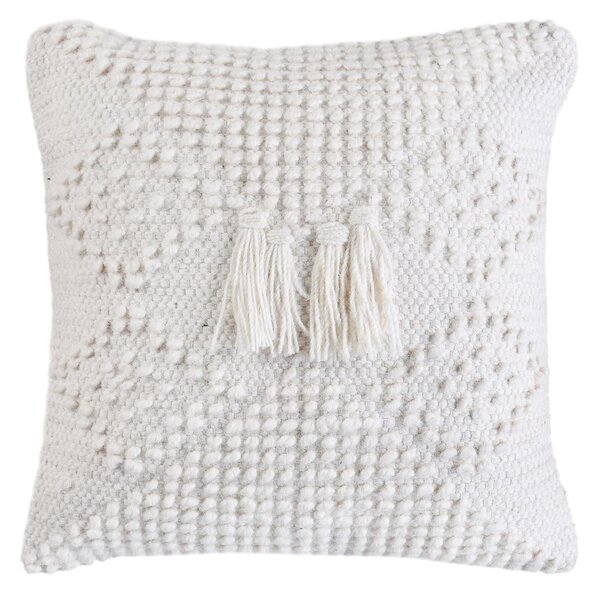 ODETTE - cuscino in lana avorio con decoro 45 x 45