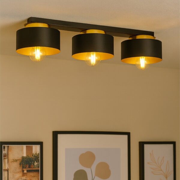 Lampada da soffitto IGNIA 3xE27/60W/230V nero/oro