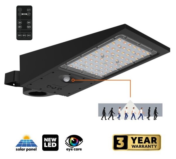 Lampione solare stradale LED con sensore STREET LED/30W/9,6V 3000/4000K 6000 mAh IP65