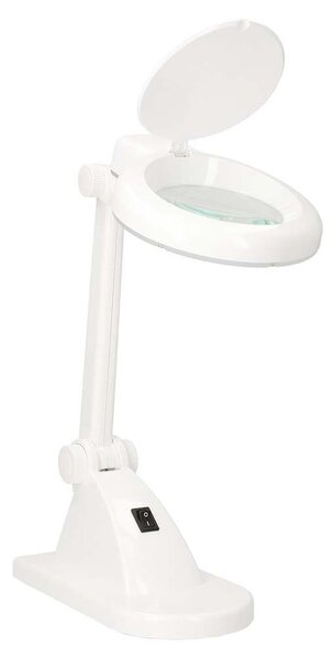 Nedis MAGLE1WT - Lampada da tavolo a LED con lente d'ingrandimento, 6W/230V, bianca