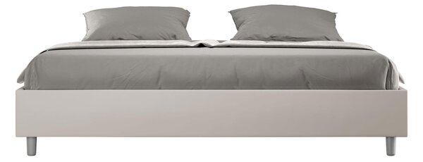 Letto Matrimoniale alla AZELIA KING SIZE, Similpelle Dimensioni 180x200 cm giroletto imbottito effetto trapuntato colore Tortora