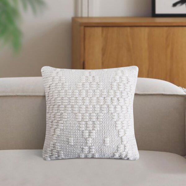 VALZER - cuscino in lana avorio con decoro 45 x 45