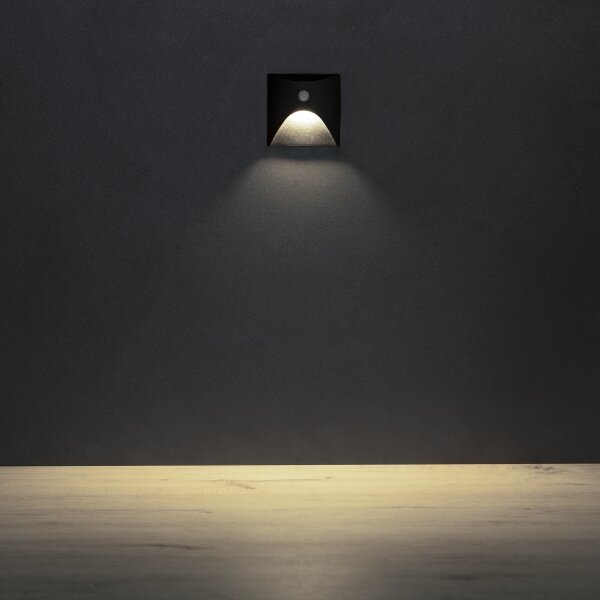 Kanlux 39142 - lampada LED da gradino con sensore EXIN 2,5W/230V 4000K IP65 nero squadrato