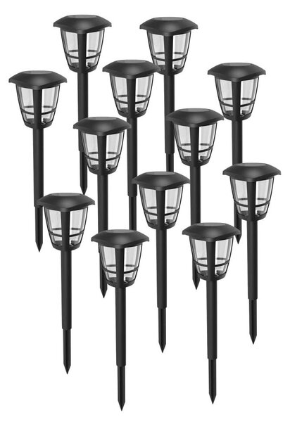 Aigostar - Set da 12 lampade solari a LED LED/0,06W/2V 33,8 cm 6500K IP44 nero