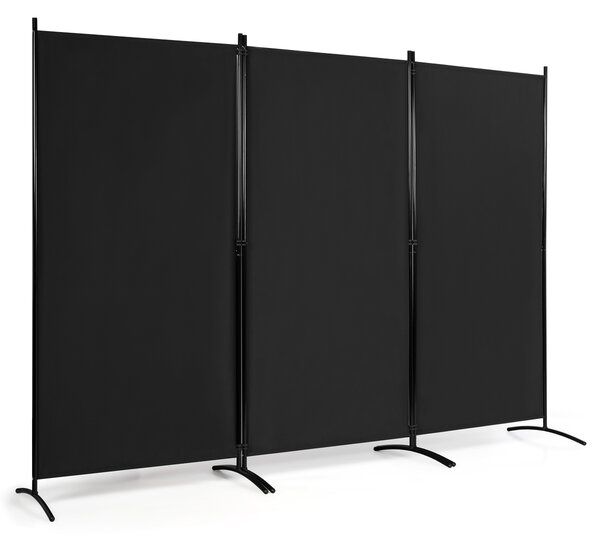 Costway Divisore con 3 pannelli per casa ufficio, Separatore pieghevole con cardini durevoli 260x183cm Nero