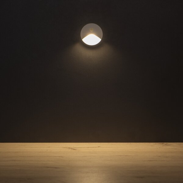 Kanlux 39123 - Lampada LED per gradini con sensore EXIN, 2,5 W/230 V, 3000 K, IP65, bianca rotonda