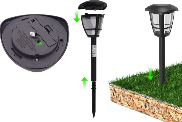 Aigostar - Set da 12 lampade solari a LED LED/0,06W/2V 33,8 cm 6500K IP44 nero