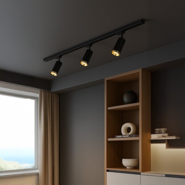 Faretto per sistema a binario MICA 3xGU10/10W/230V nero/oro