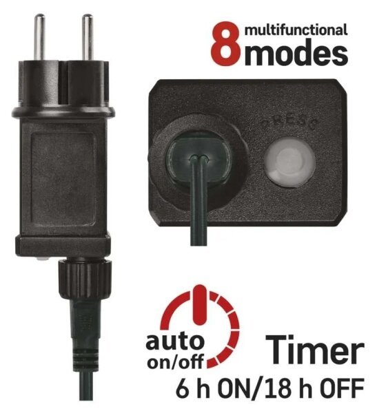 Catena LED 200 LED / 8 funzioni, 25 m, IP44, multicolore