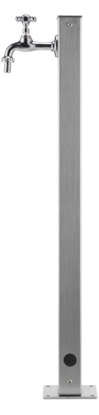 Fontana da Giardino con Rettangolare un rubinetto INOX Belfer Dimensioni 12x12xh 86 cm - peso 20 kg con tubo rubinetto, Inox AISI 316 Colore