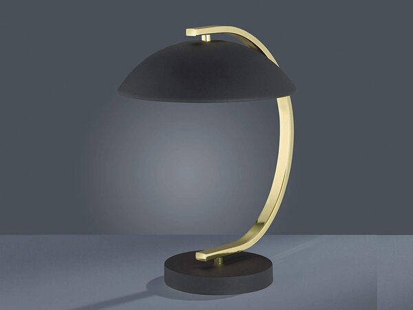 Lampada da tavolo vintage, nero opaco, oro, H 35 cm