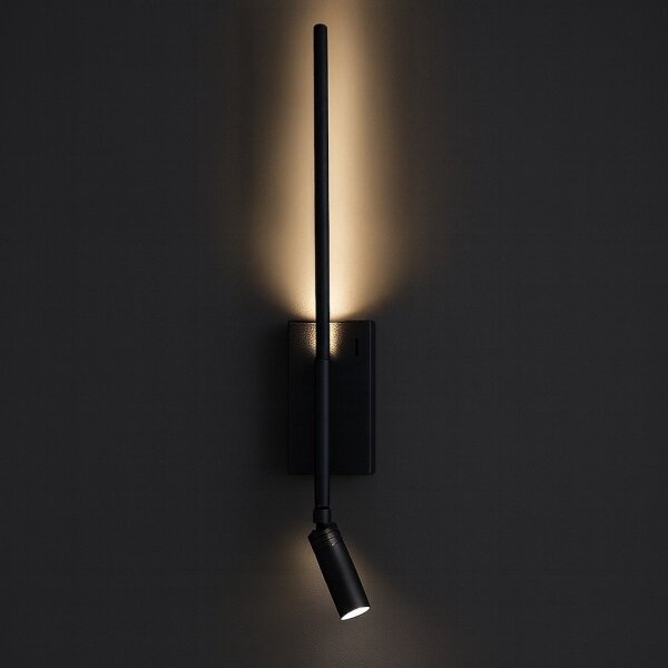 LED Lampada da parete TORCH LED/6W/230V + LED/3W nera