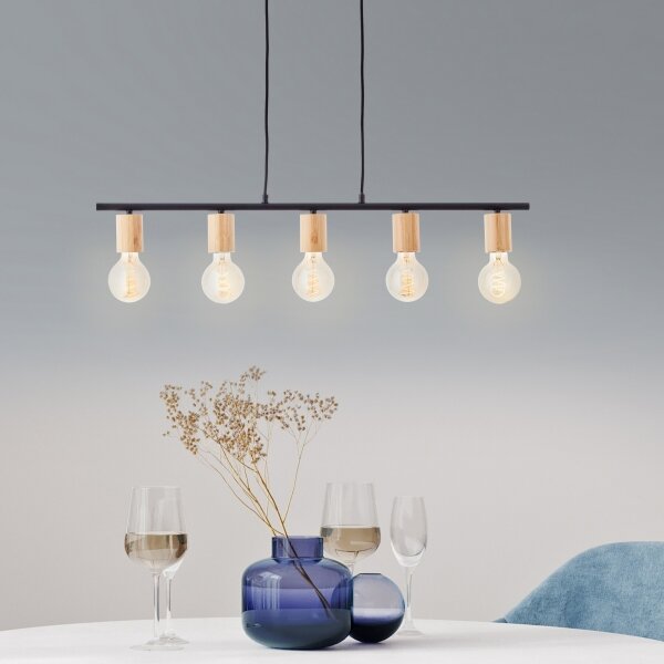 Brilliant - Lampadario a sospensione KERRY su cavo 5xE27/40W/230V nero/bambù