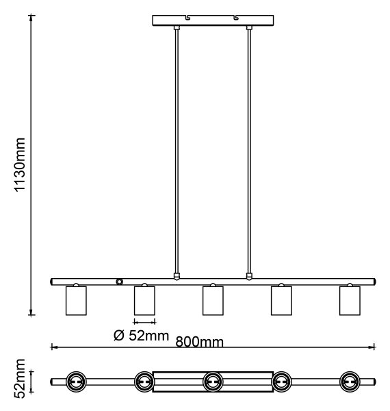 Brilliant - Lampadario a sospensione KERRY su cavo 5xE27/40W/230V nero/bambù