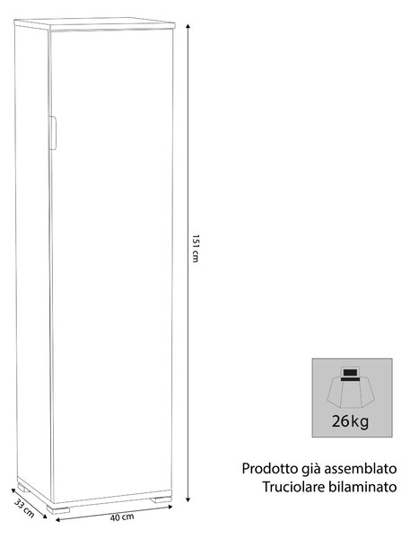 NODE - armadietto un anta 4 ripiani