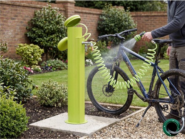 Fontana da Giardino con tubo a Spirale A scomparsa 10 m Acciaio Alluminio Belfer Dimensioni 17x27xh 94 cm - peso 6,2 kg con tubo a spirale, colore Verde acido