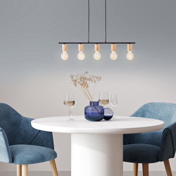 Brilliant - Lampadario a sospensione KERRY su cavo 5xE27/40W/230V nero/bambù